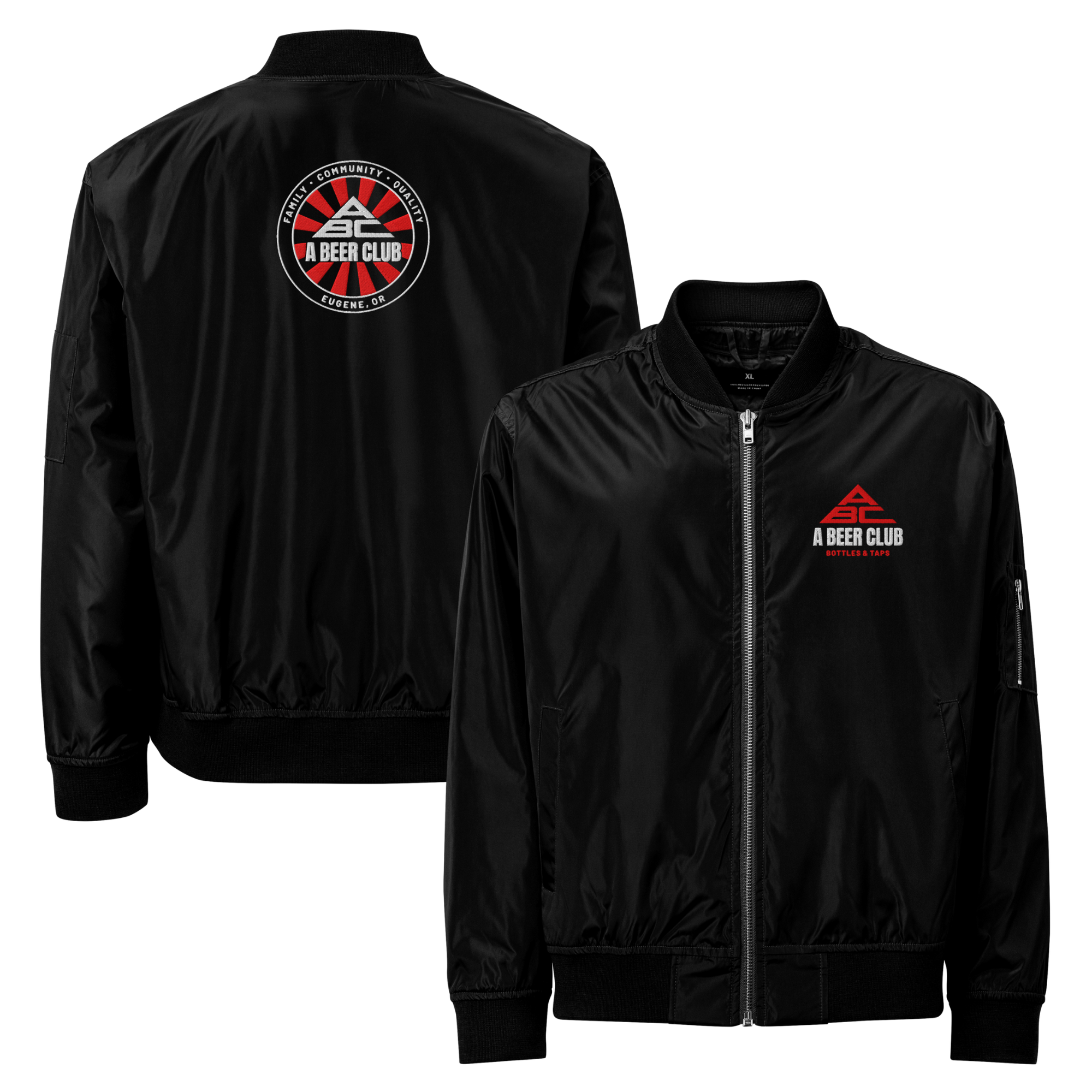 Embroidered Bomber Jacket | OG Red & White Sunburst