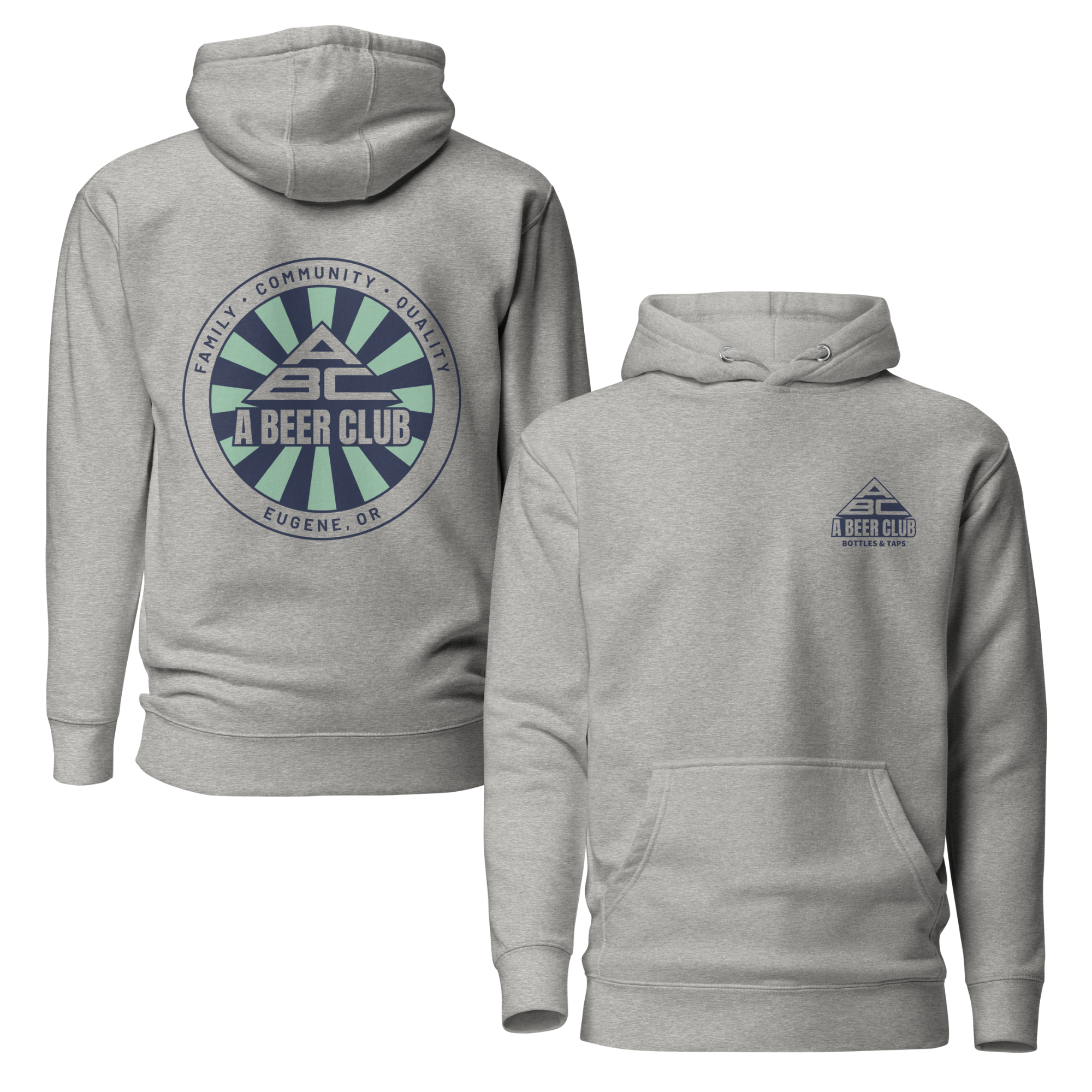 Premium Cotton Hoodie | Navy & Green Sunburst