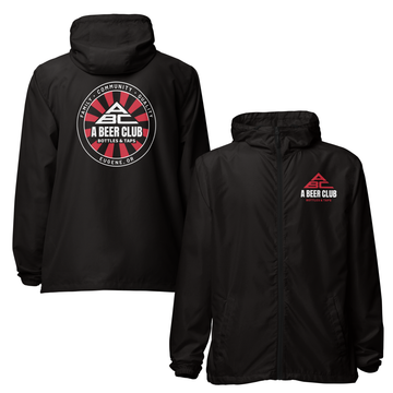 Unisex Lightweight Zip Up Windbreaker | White & Red Sunburst
