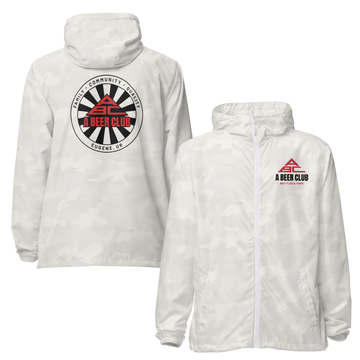 Unisex Lightweight Zip Up Windbreaker | Black & Red Sunburst