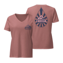 Women’s Relaxed V-Neck T-shirt | Navy & Drop Pink Back-1