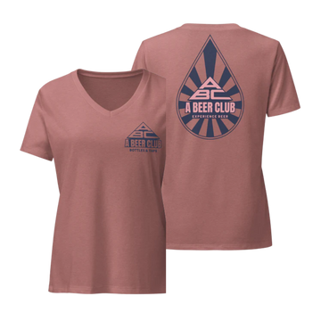 Women's V-Neck Tee | Navy & Drop Pink Back