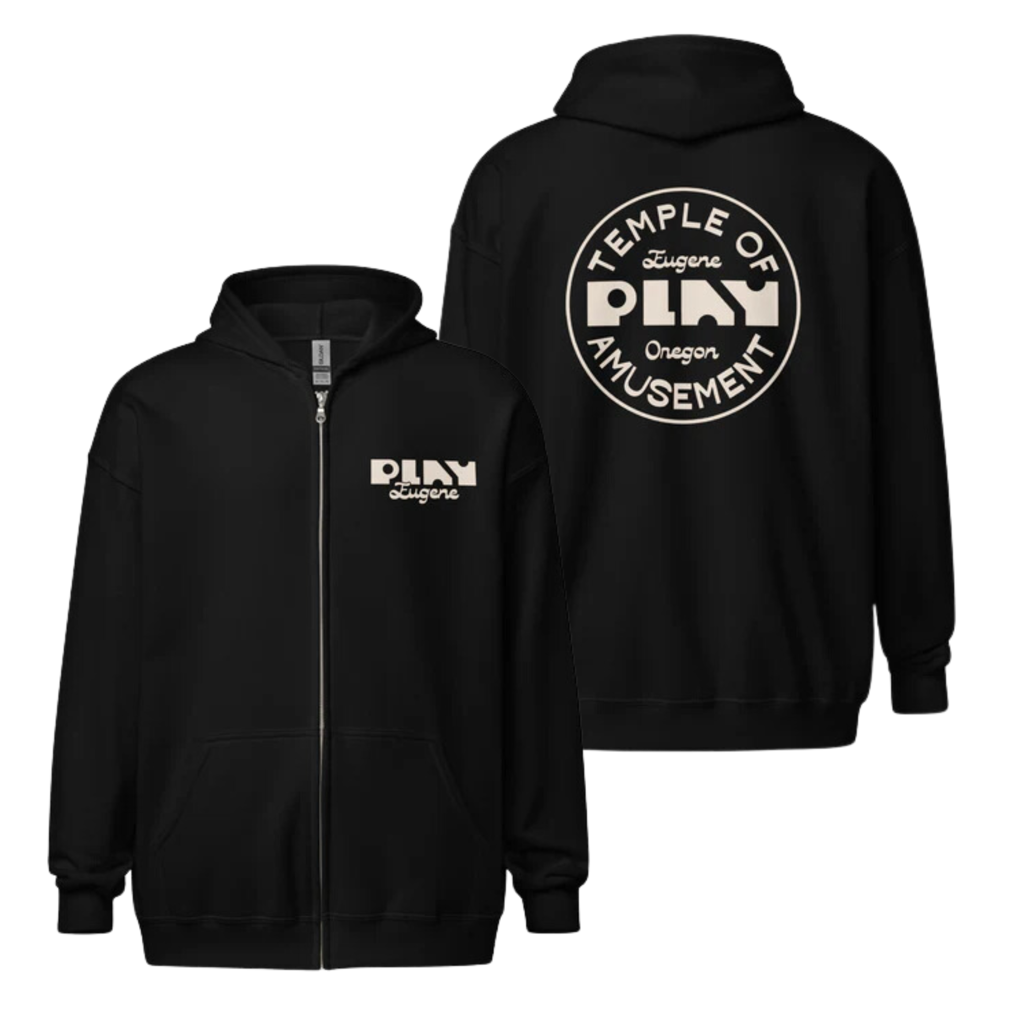 Black Zip up Hoodie | Play Eugene Hoodie | Bout It Merch