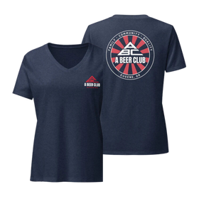 Women’s Relaxed V-Neck T-shirt | Red & White Sunburst