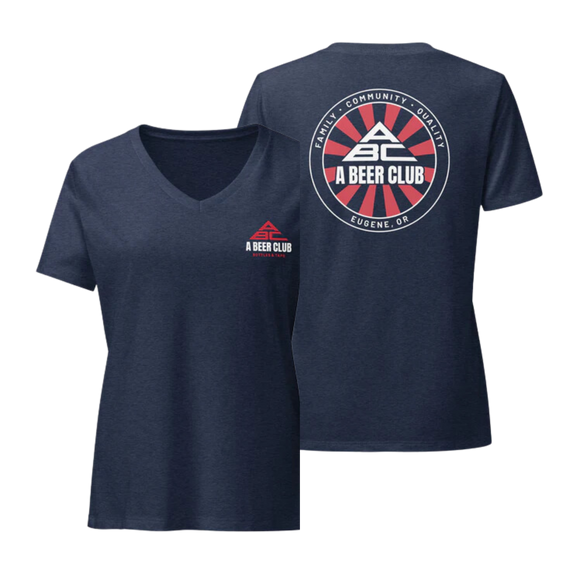 Women’s Relaxed V-Neck T-shirt | Red & White Sunburst