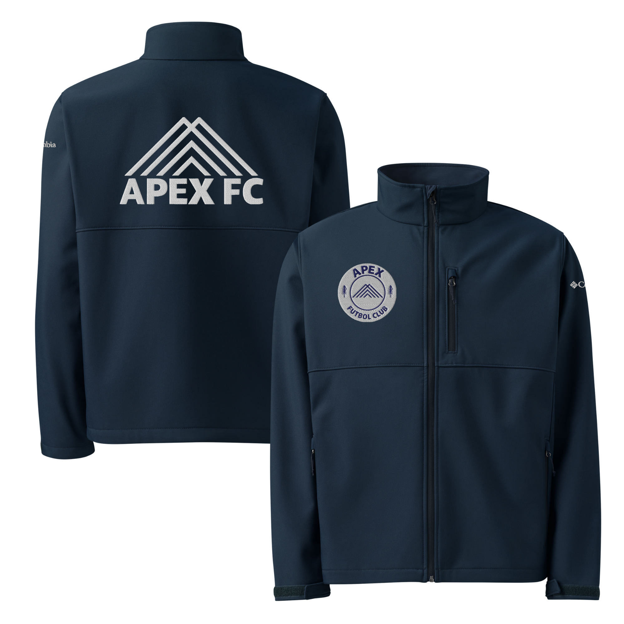 Apex Futbol Club | Columbia Soft Shell Jacket | White Logo