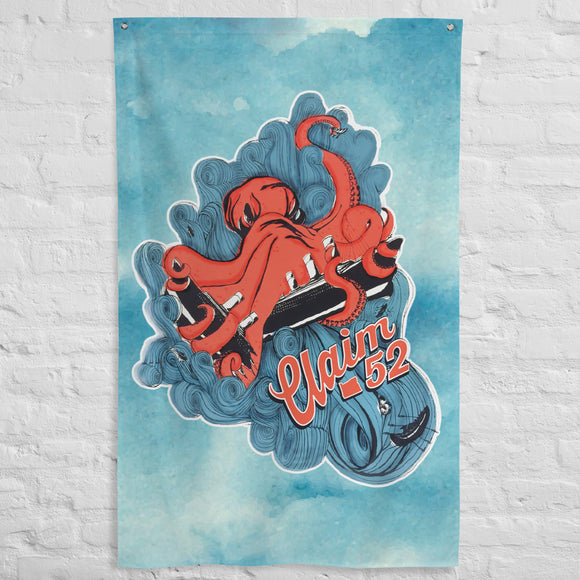 Hanging Beer Flag | Fluffy on Blue Flag | Bout It Merch