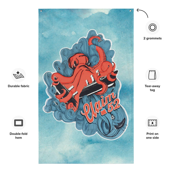 Hanging Beer Flag | Fluffy on Blue Flag | Bout It Merch