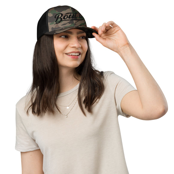 Camouflage Trucker Hat | Embroidered Logo Hat | Bout It Merch