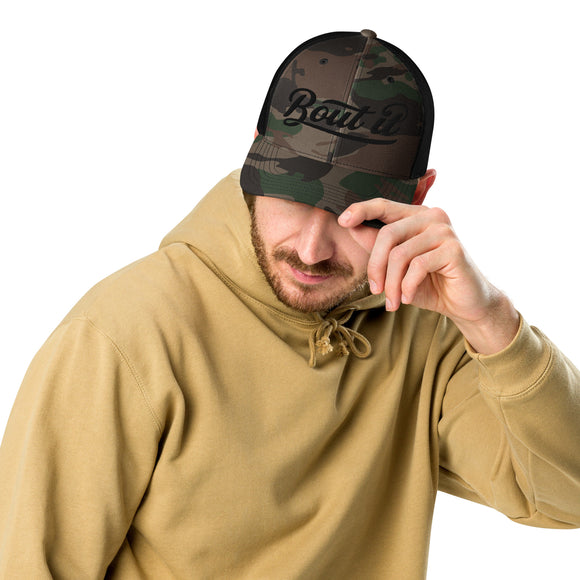 Camouflage Trucker Hat | Embroidered Logo Hat | Bout It Merch