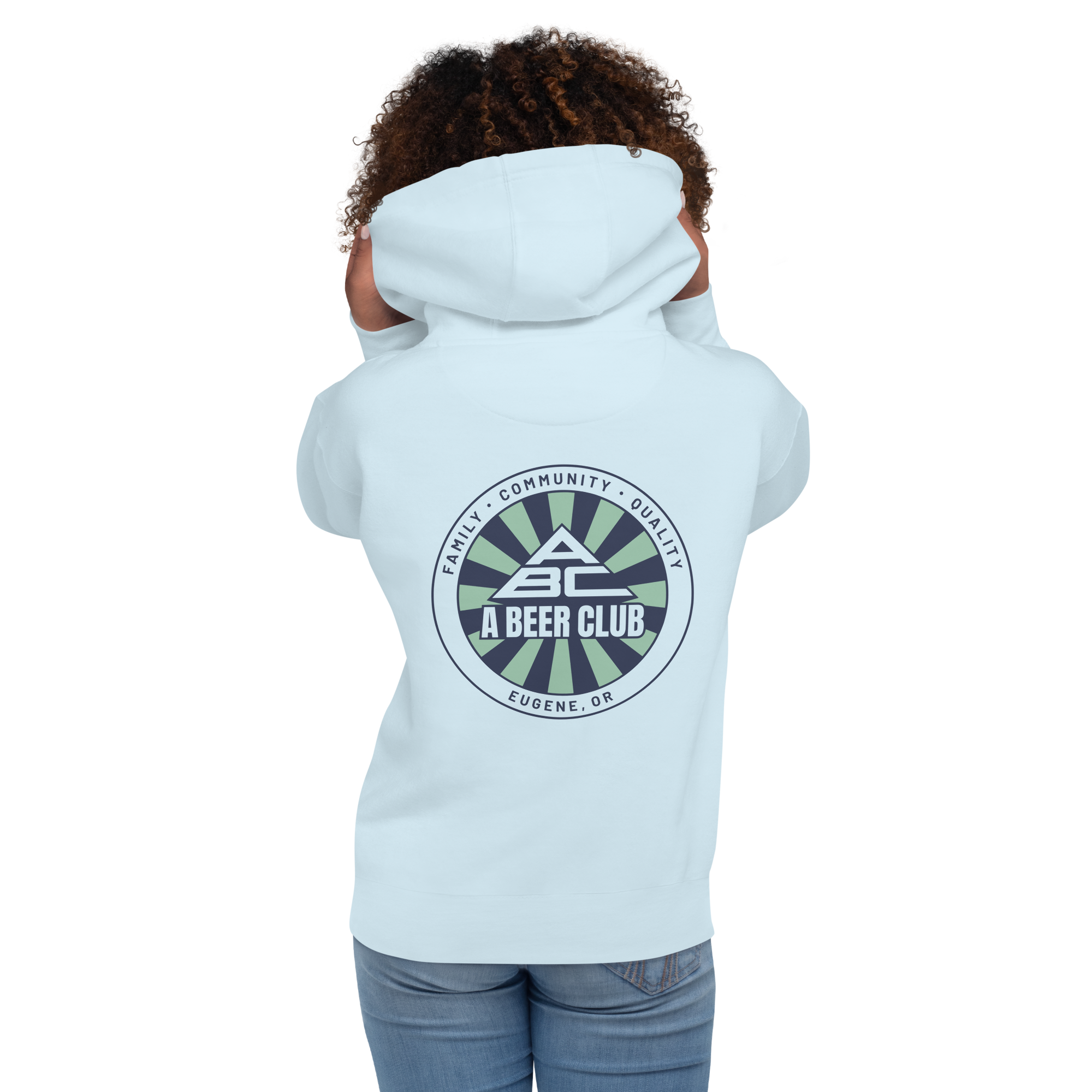 Premium Cotton Hoodie | Navy & Green Sunburst