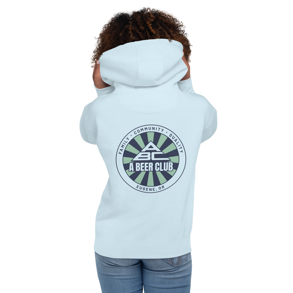 Premium Cotton Hoodie | Navy & Green Sunburst