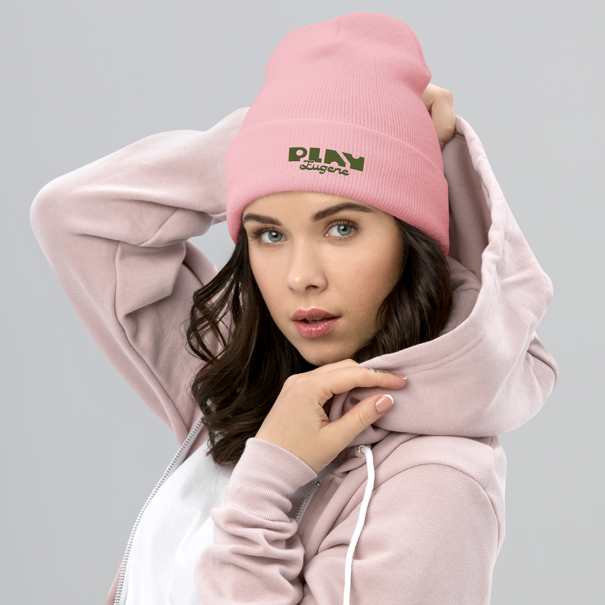 Cuffed Beanie | Embroidered | Leafy Green
