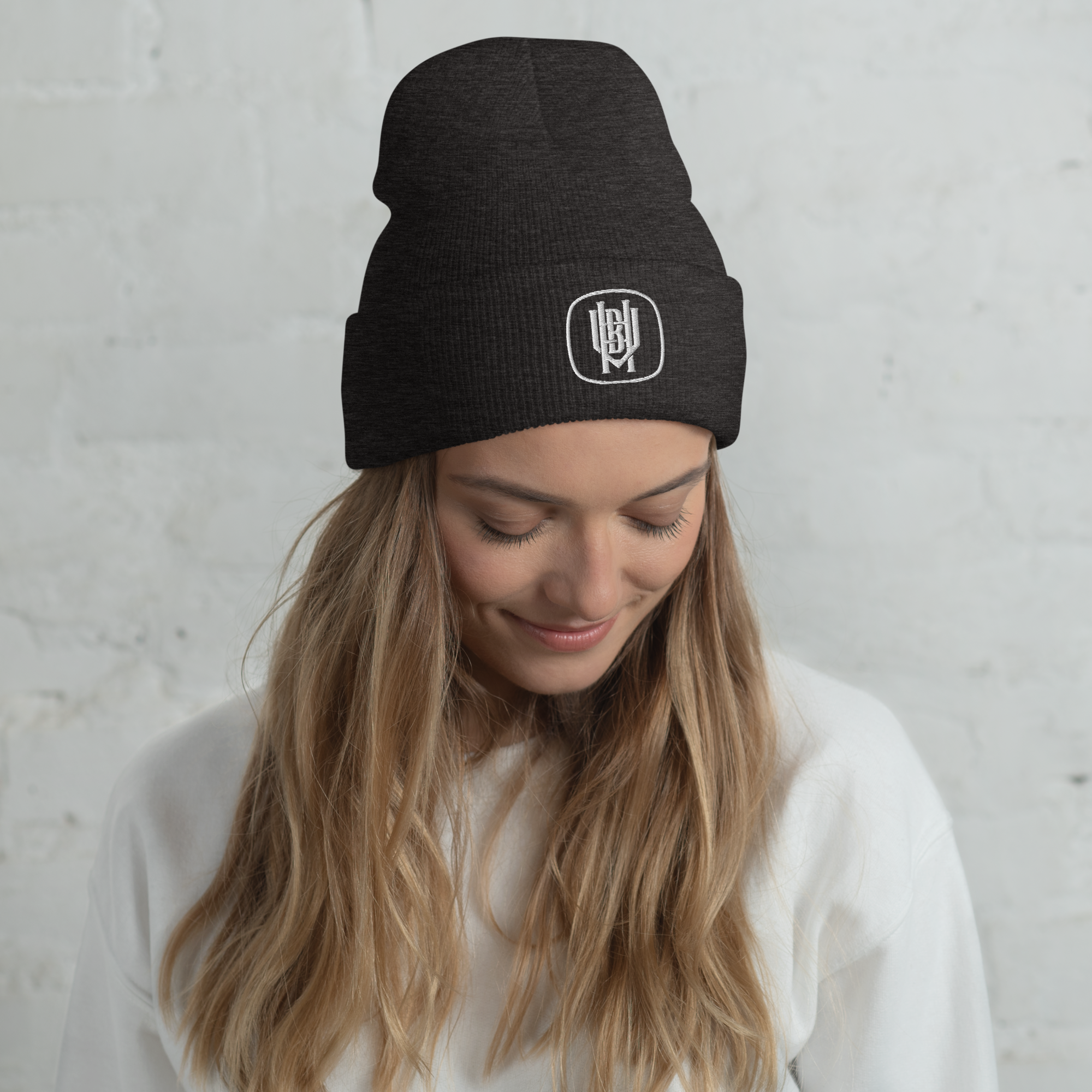 Cuffed Beanie | Embroidered | White Badge