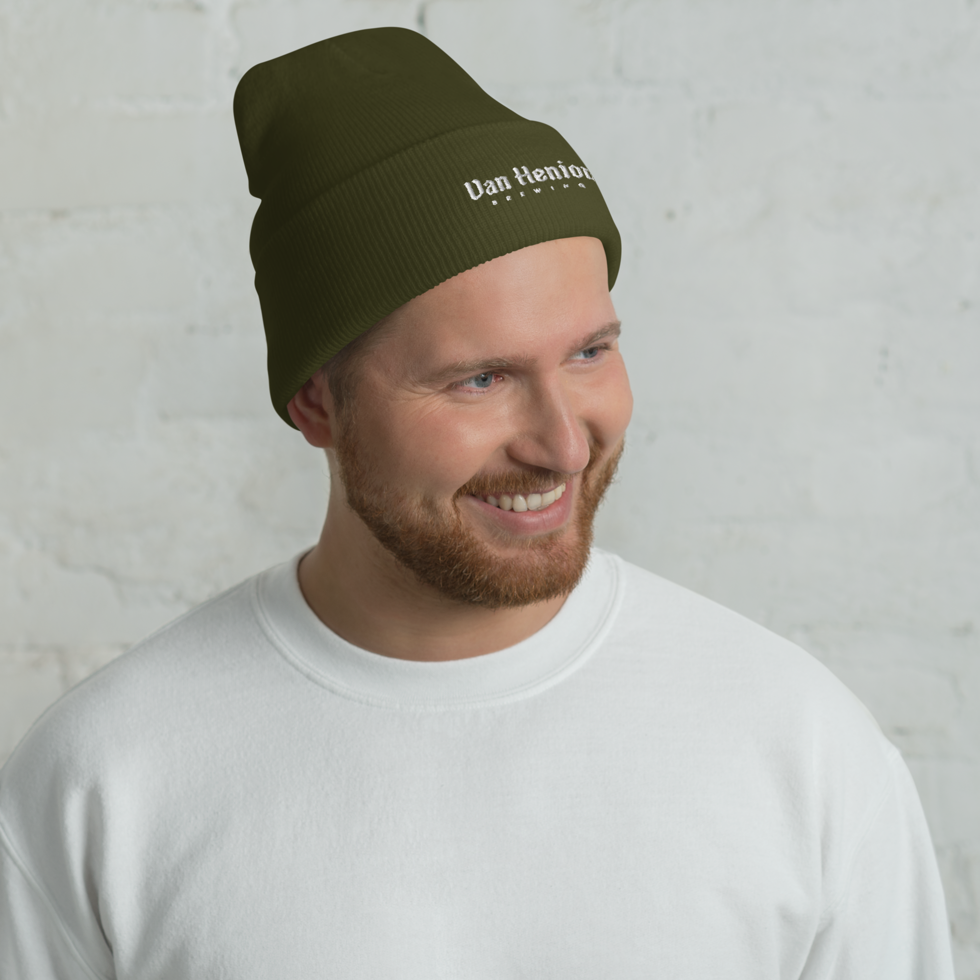 Embroidered Cuffed Beanie | White Lettering Graphic | Bout It Merch