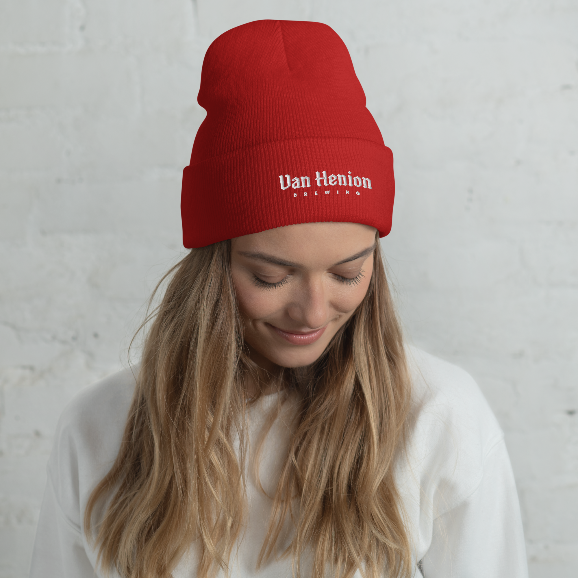 Embroidered Cuffed Beanie | White Lettering Graphic | Bout It Merch