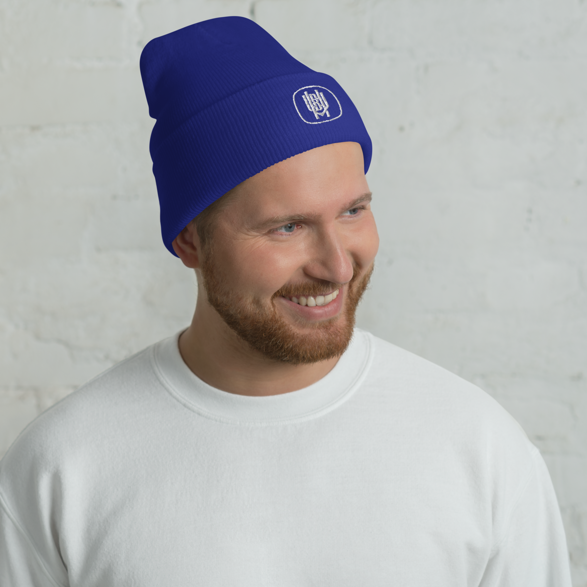 Cuffed Beanie | Embroidered | White Badge
