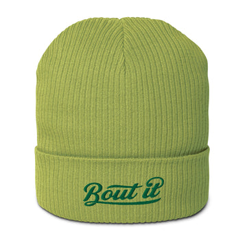 Organic Ribbed Beanie | Embroidered Logo Beanie | Bout It Merch