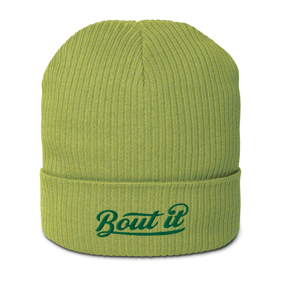 Organic Ribbed Beanie | Embroidered Logo Beanie | Bout It Merch