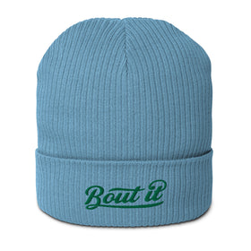 Organic Ribbed Beanie | Embroidered Logo Beanie | Bout It Merch