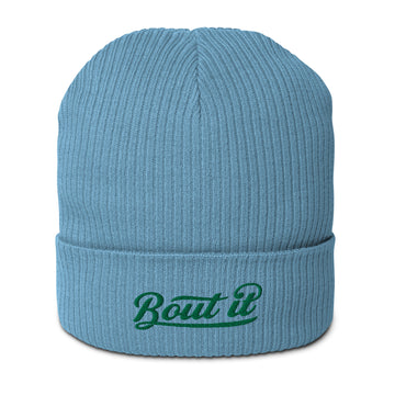 Organic Ribbed Beanie | Embroidered Logo Beanie | Bout It Merch