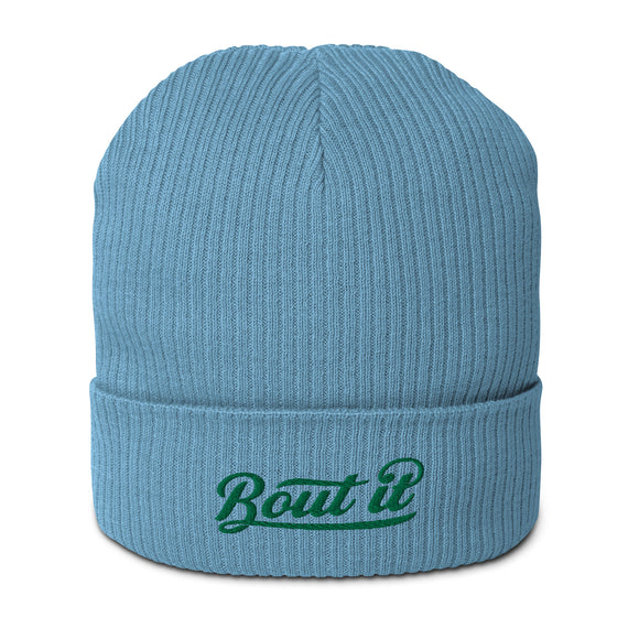 Organic Ribbed Beanie | Embroidered Logo Beanie | Bout It Merch