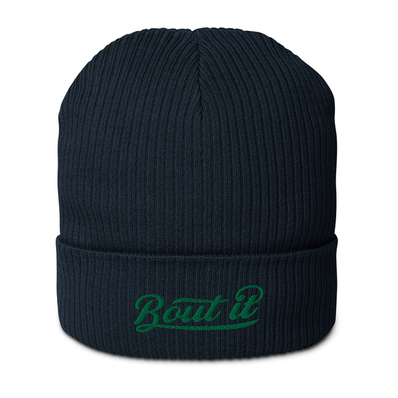 Organic Ribbed Beanie | Embroidered Logo Beanie | Bout It Merch