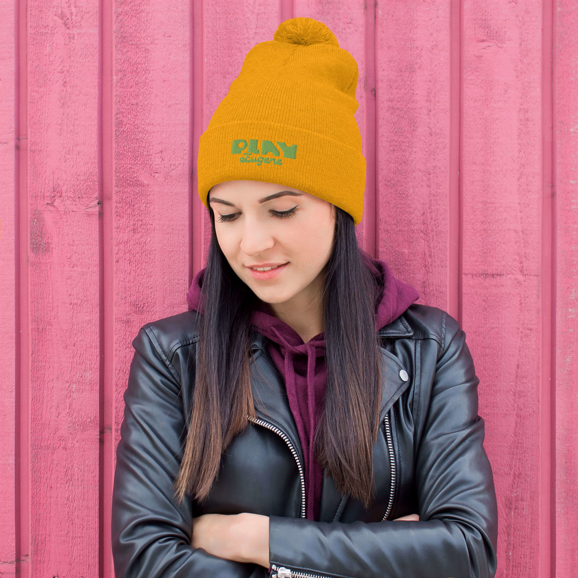 Pom Pom Beanie Gold | Gold Beanie Hat | Bout It Merch