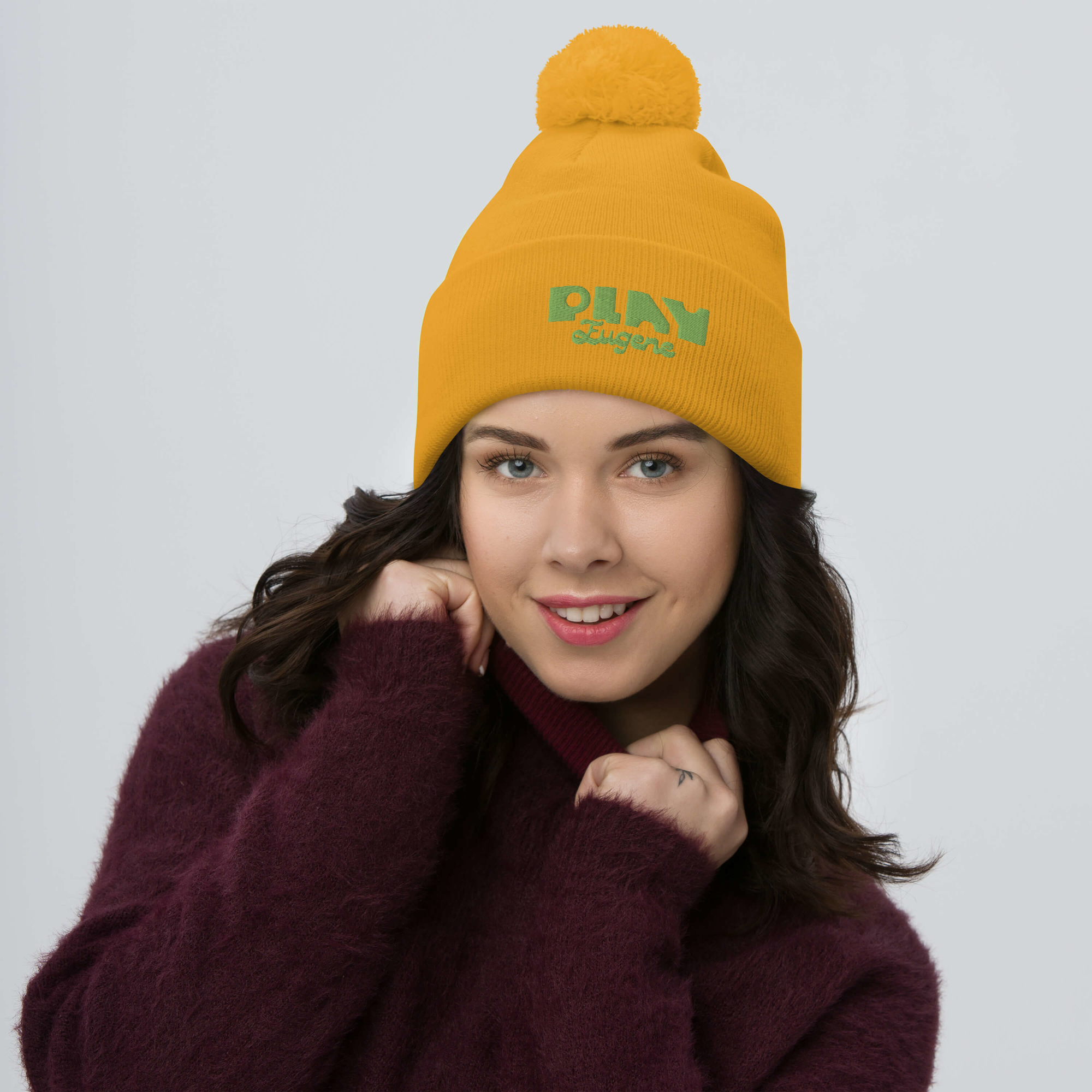 Pom Pom Beanie Gold | Gold Beanie Hat | Bout It Merch