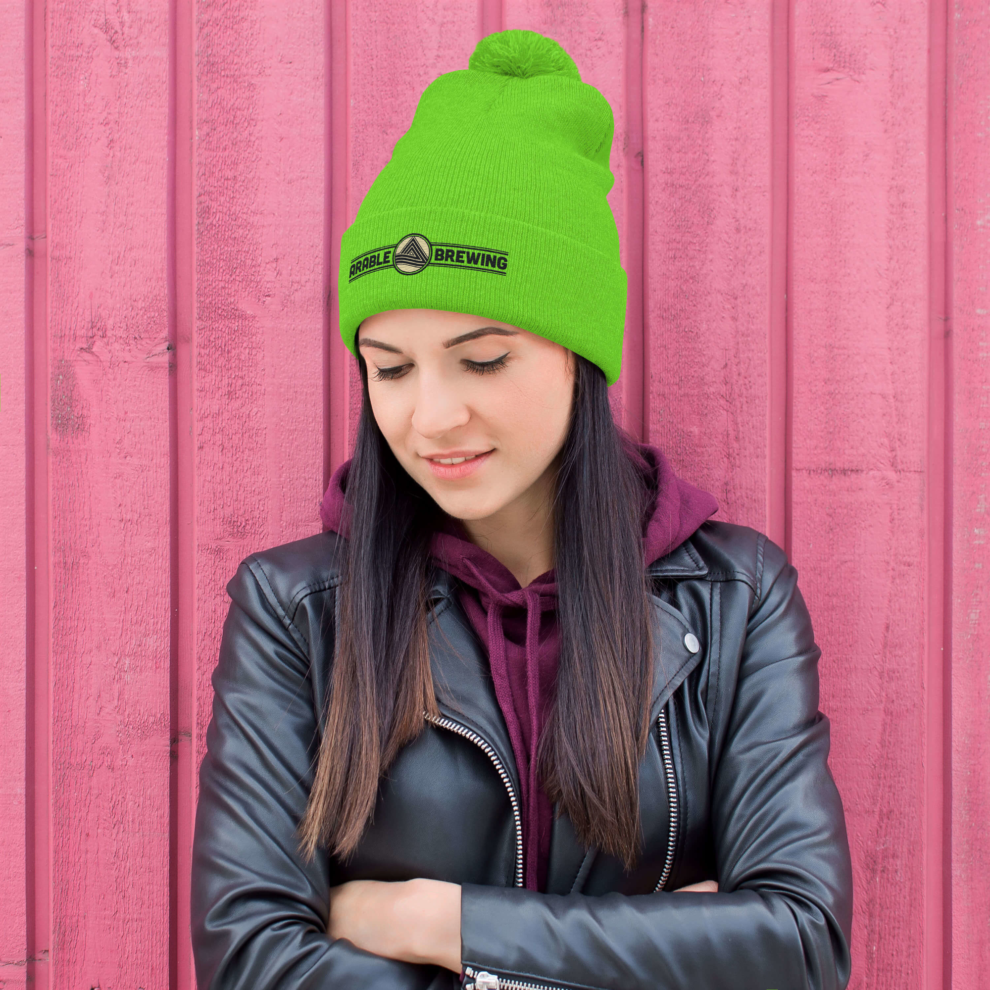 Pom-Pom Beanie | Embroidered | Lettering