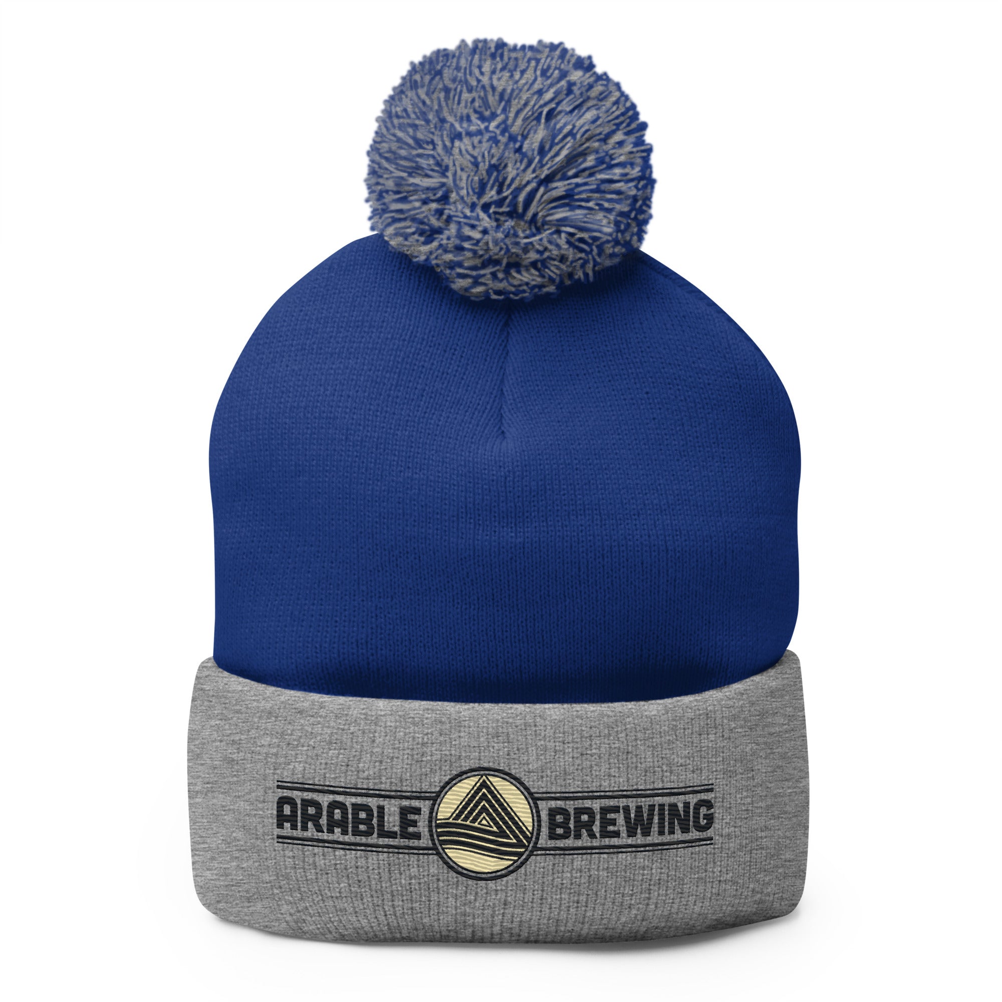 Buy royal-heather-grey Pom-Pom Beanie | Embroidered | Lettering