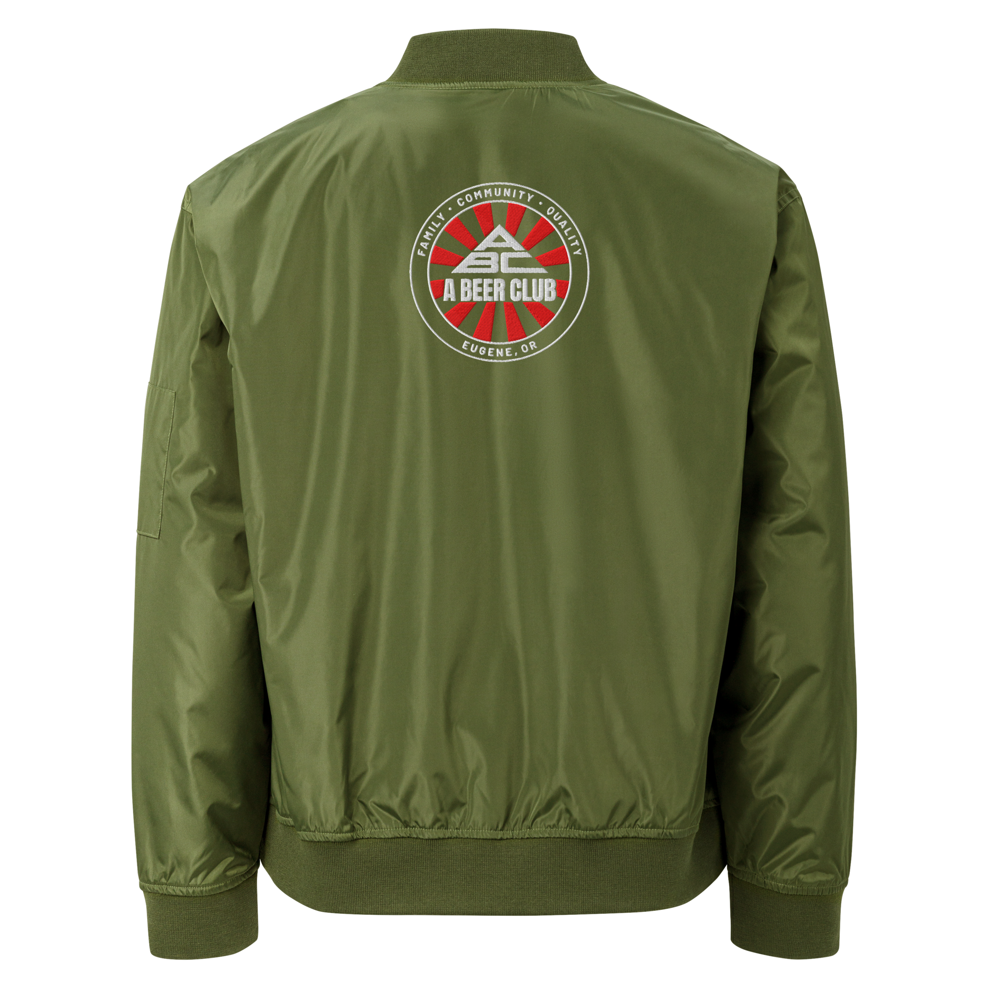 Embroidered Bomber Jacket | OG Red & White Sunburst