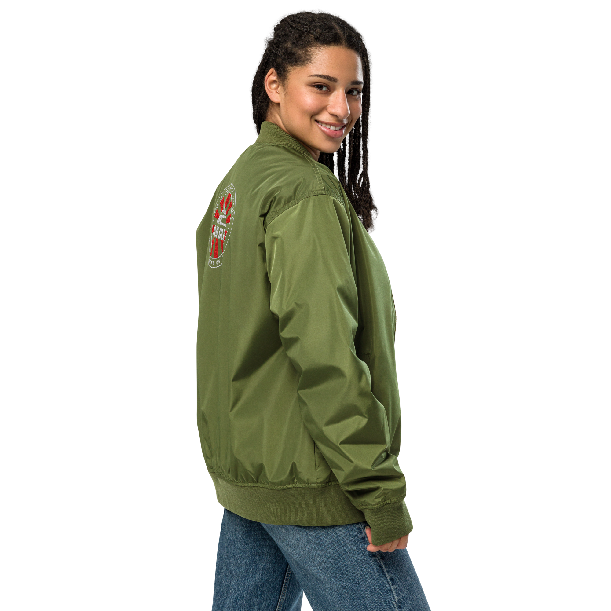 Embroidered Bomber Jacket | OG Red & White Sunburst