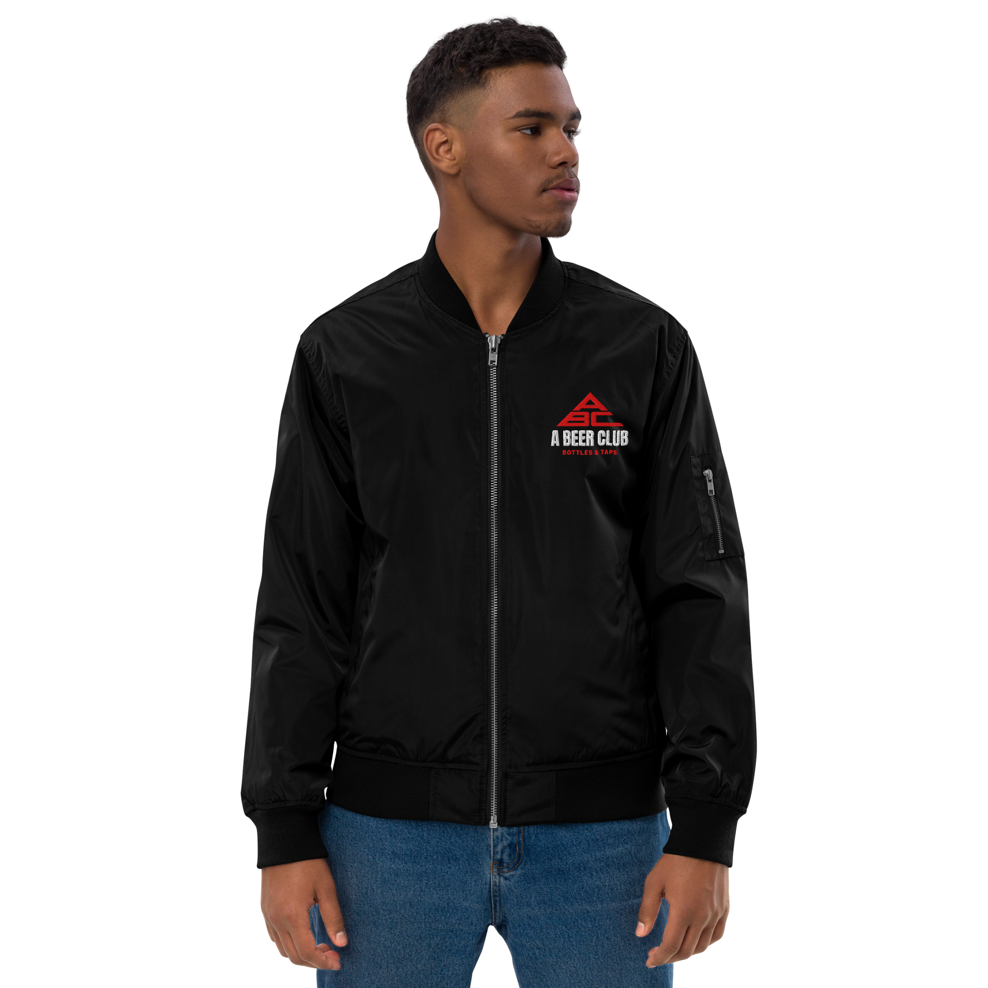 Embroidered Bomber Jacket | OG Red & White Sunburst