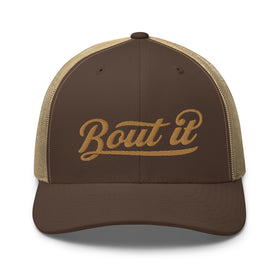 Brown Trucker Hats | Embroidered Logo Hat | Bout It Merch