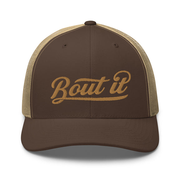 Brown Trucker Hats | Embroidered Logo Hat | Bout It Merch