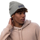 Ribbed Knit Beanie | Embroidered | Navy-7