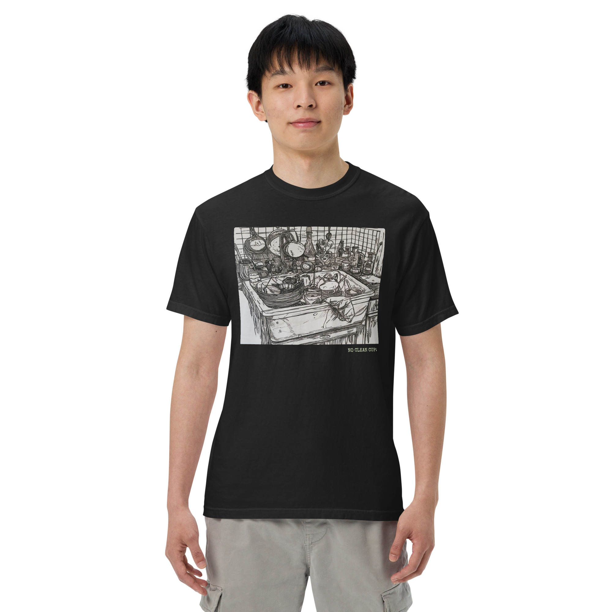 Comfort Colors T-shirt | No Clean Cups Colored Text