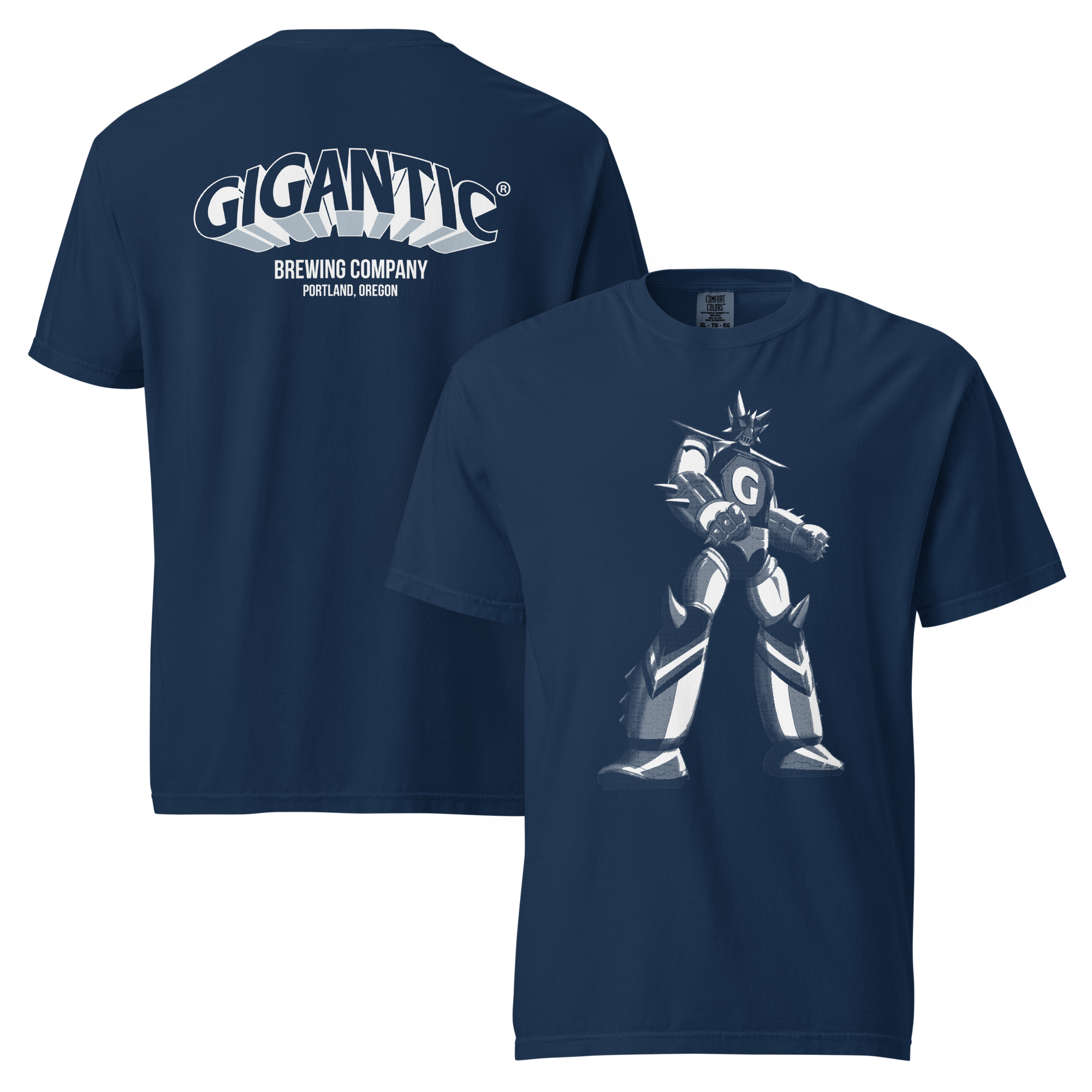 Comfort Colors T-shirt | White Robot + Horizontal Logo