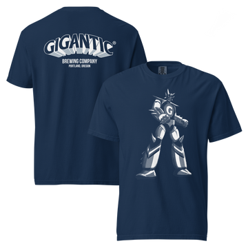 Garment-Dyed Tee | White Robot + Horizontal Logo