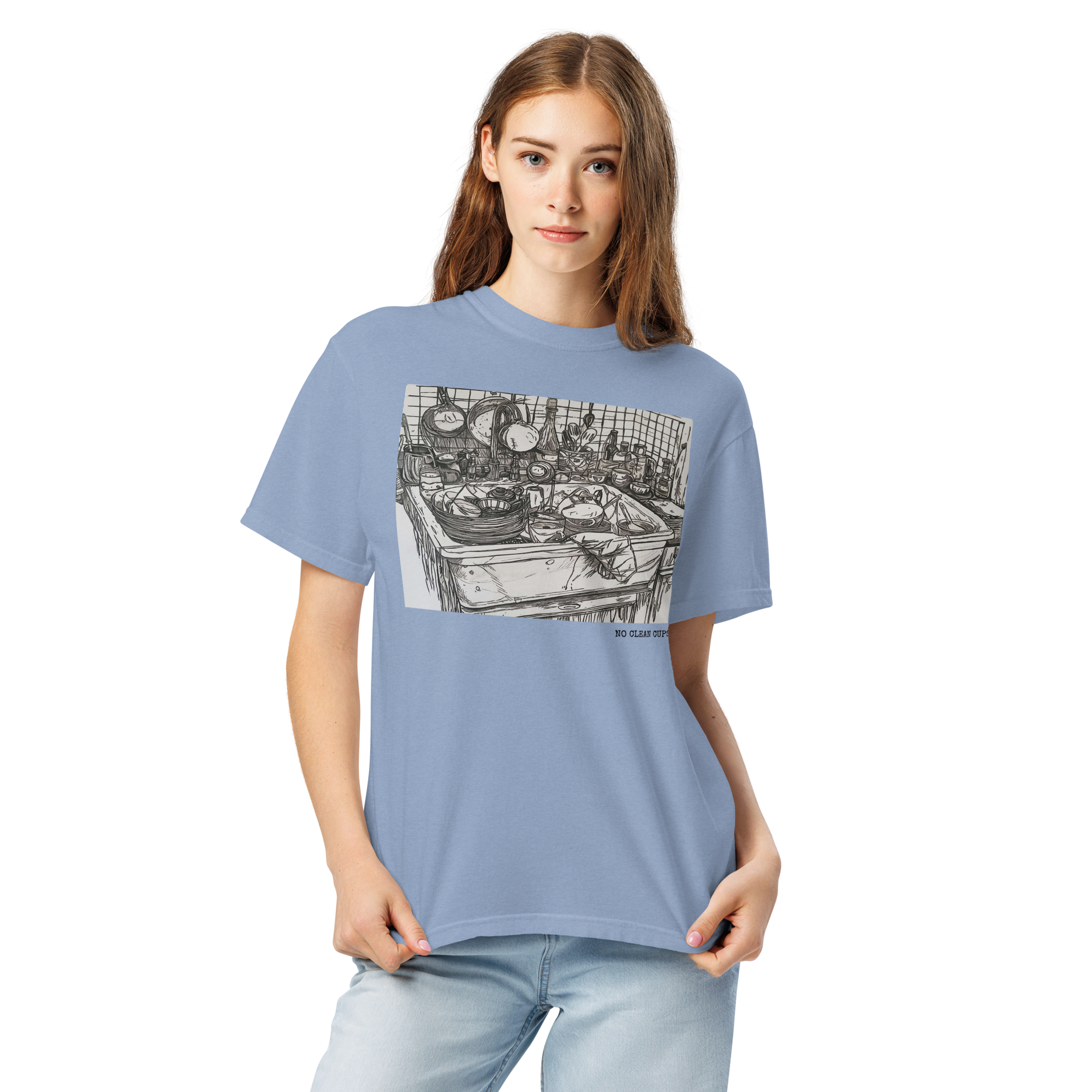 Comfort Colors T-shirt | No Clean Cups Black Text