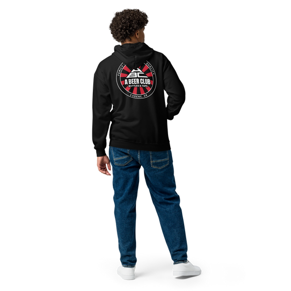 Zip Hoodie | Embroidered ABC | Red & White Sunburst