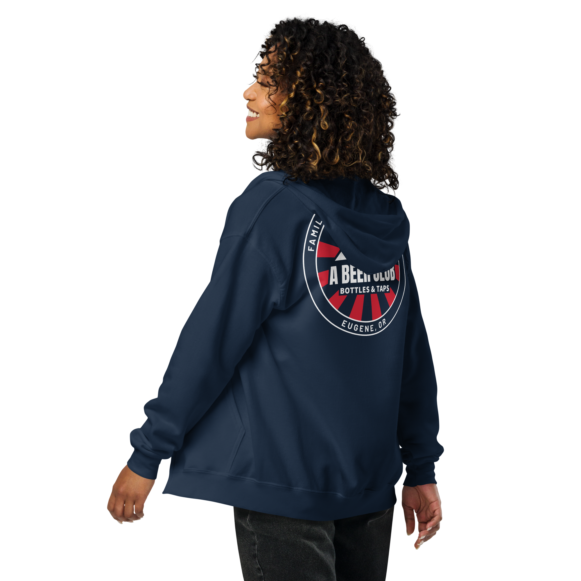 Zip Hoodie | Embroidered ABC | Red & White Sunburst