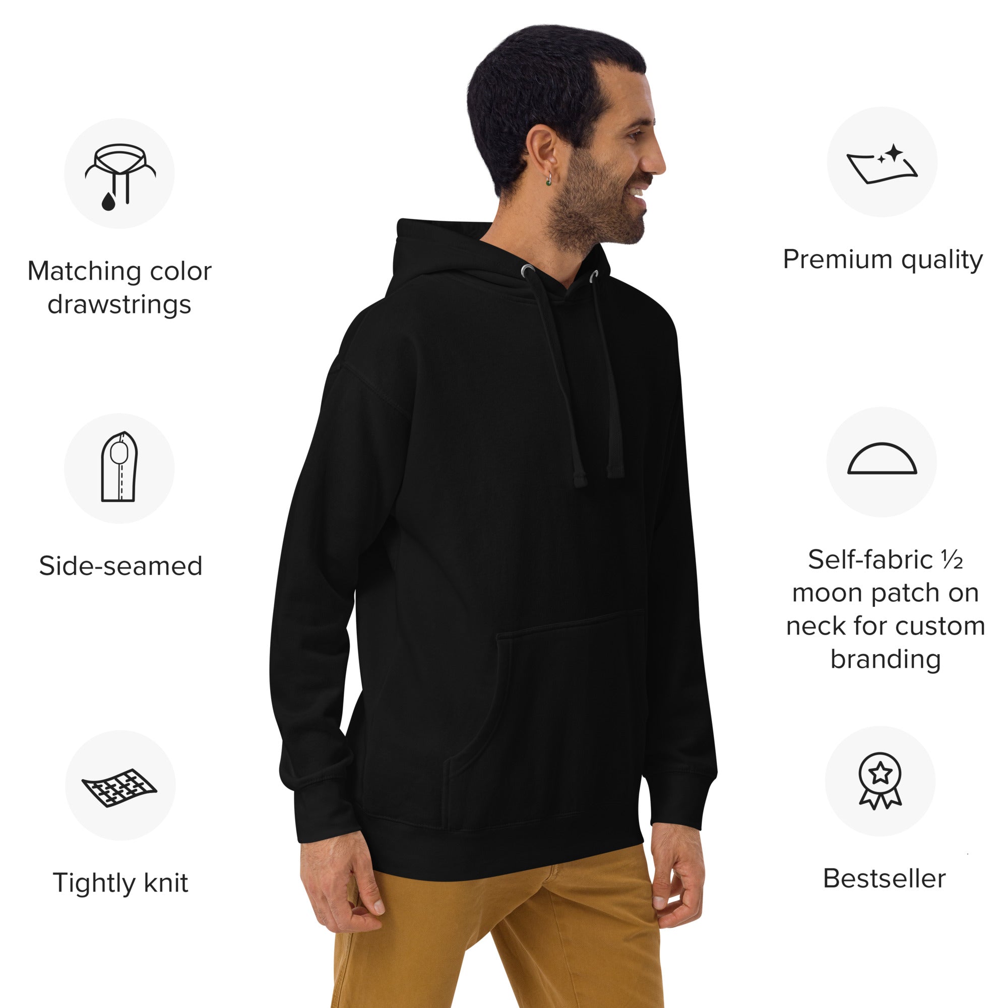 Premium Cotton Hoodie | Black Unicorns