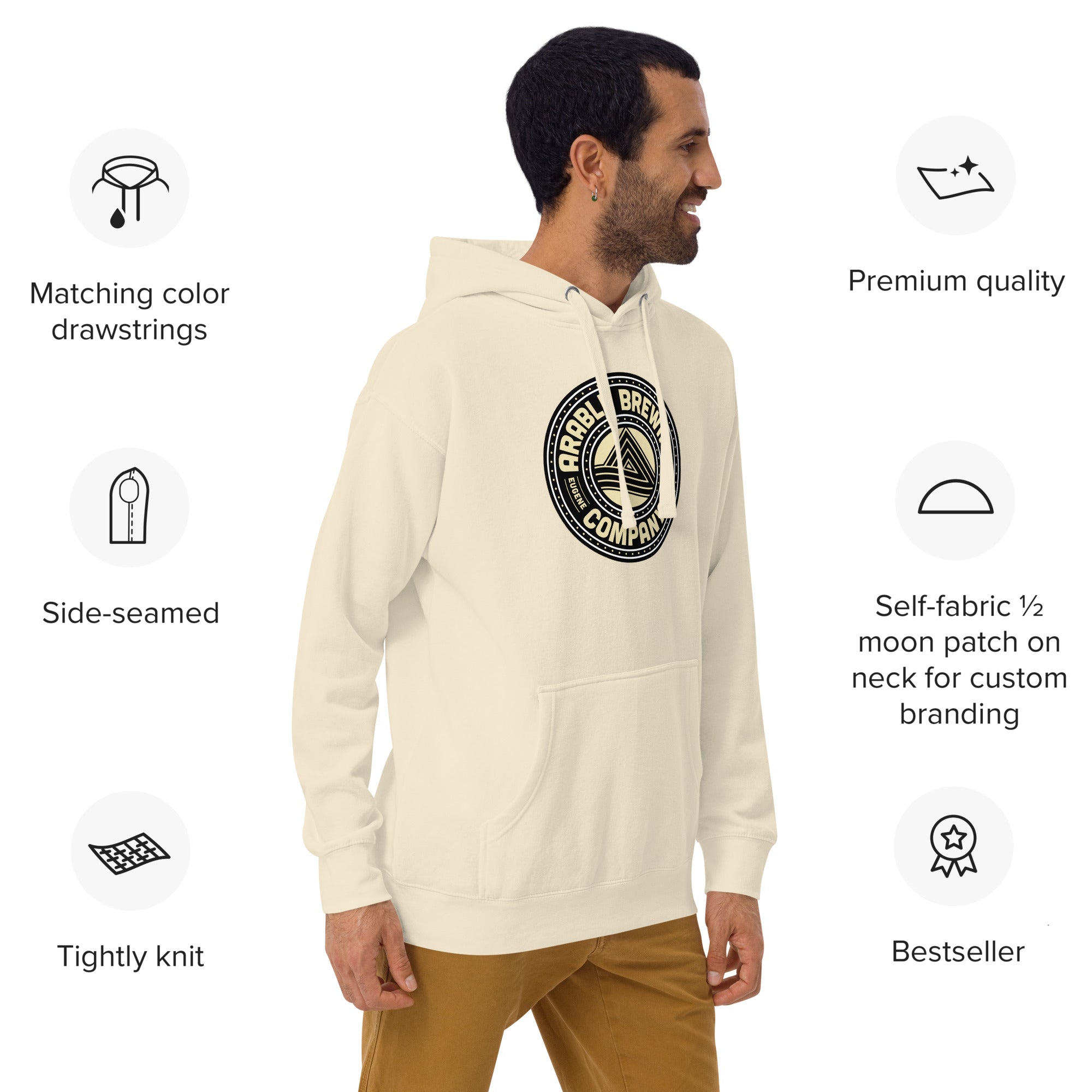 Premium Cotton Hoodie | Round "Good People Good Beer"