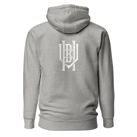 Premium Cotton Hoodie | White Lettering Initial Back