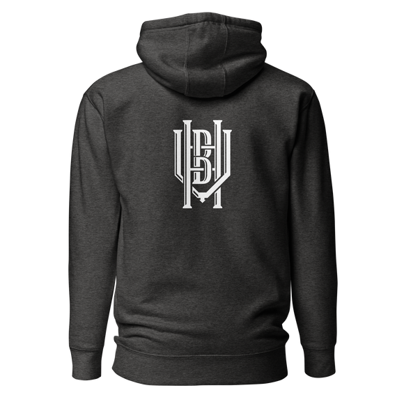 Premium Cotton Hoodie | White Lettering Initial Back