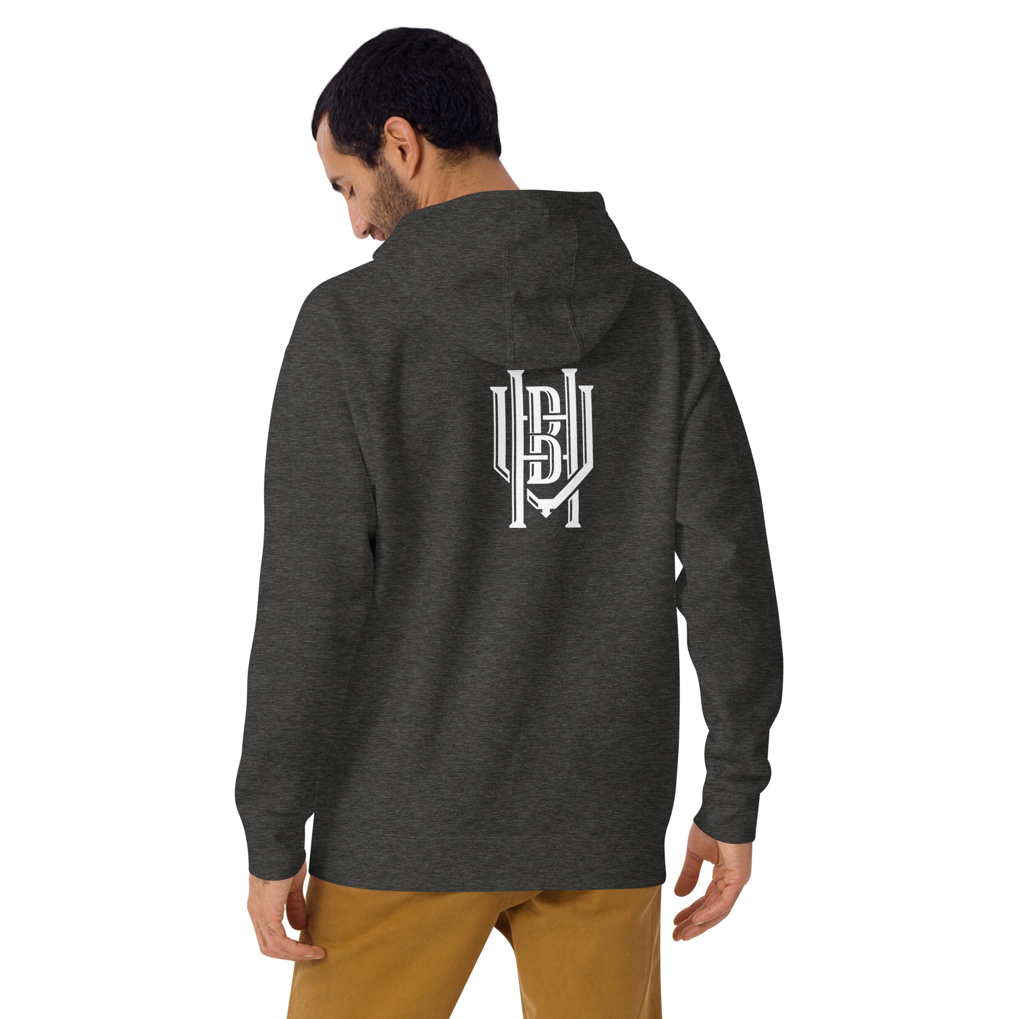 Premium Cotton Hoodie | White Lettering Initial Back