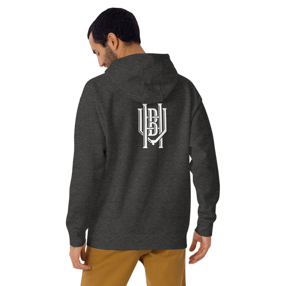 Premium Cotton Hoodie | White Lettering Initial Back