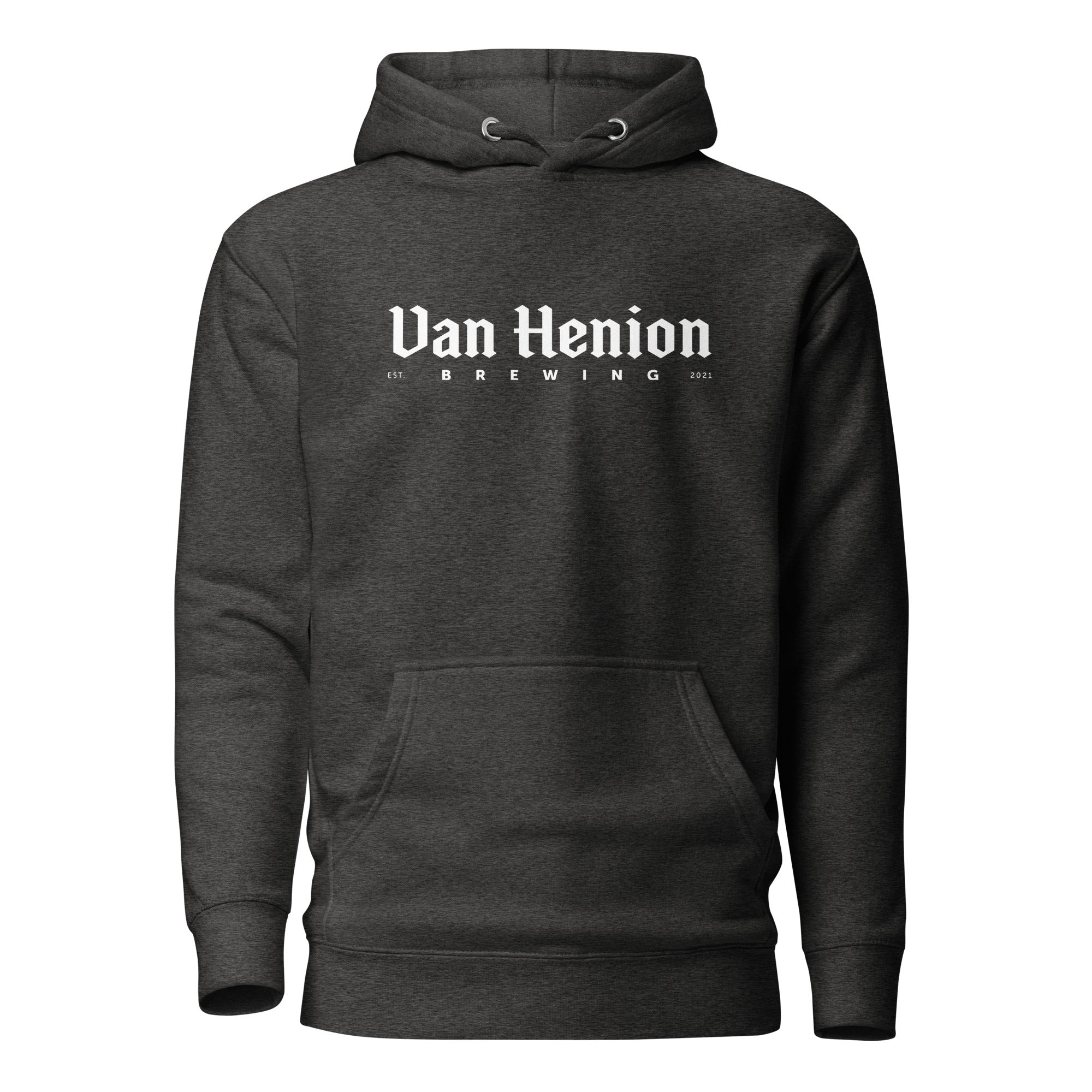 Buy charcoal-heather Premium Cotton Hoodie | White Lettering Initial Back